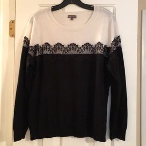 Vince Camuto lace trim sweater